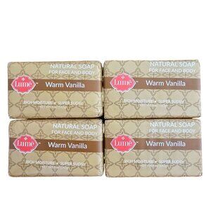 Lot of 4 Lume Warm Vanilla Natural Soap Face Body Plant Vegan Cruelty-Free 5 oz